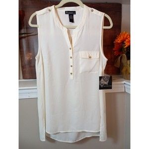 Signature‎ Studio Womens Ivory Sleeveless Blouse Size M
